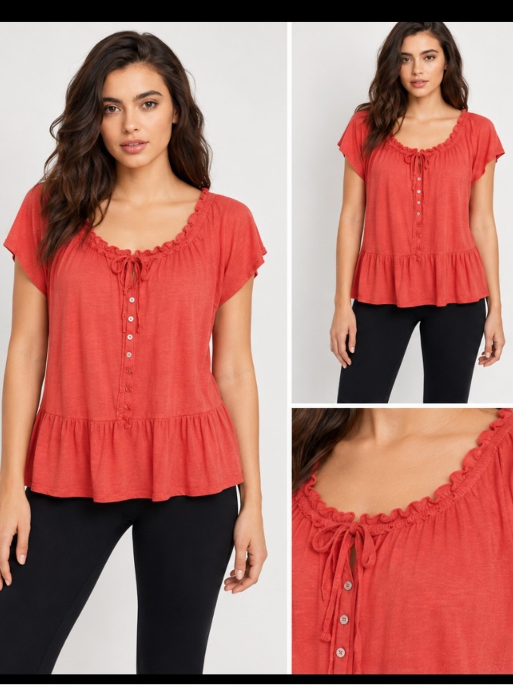 Free People Charlie Tee  Red Camelia